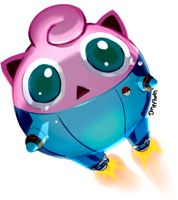 Robotic Jigglypuff Illustration PNG Image