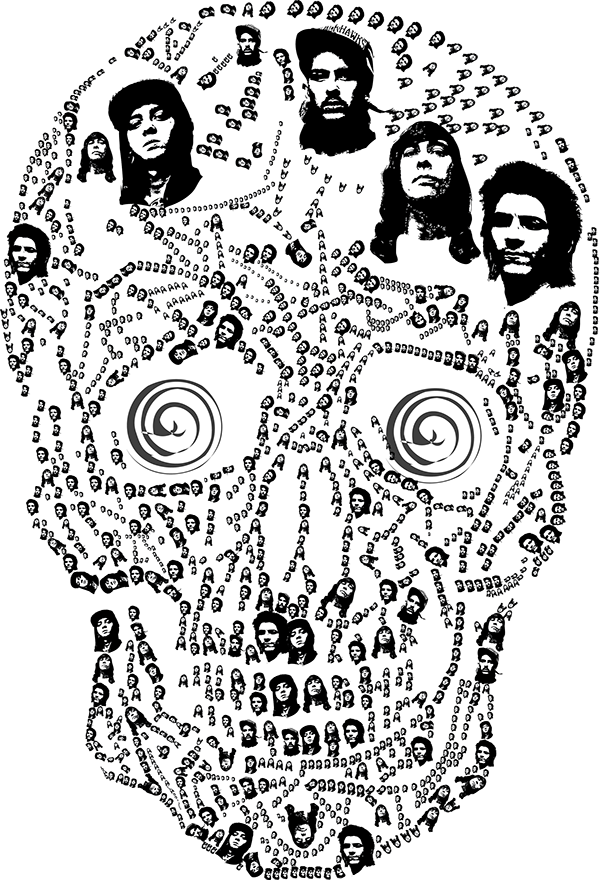 Rock Band Skull Illustration PNG Image