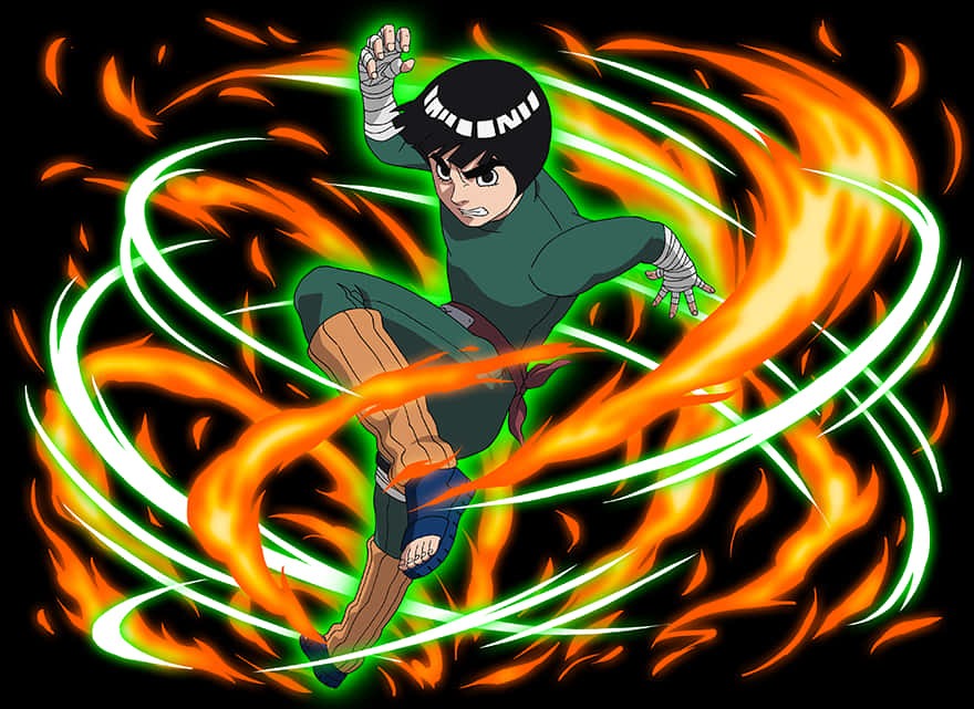 Rock Lee Fire Aura PNG Image