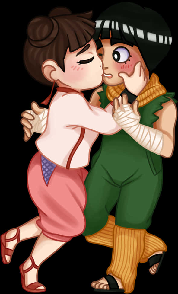 Rock Lee Tender Moment PNG Image