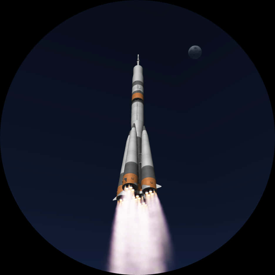 Rocket Launch Moon Backdrop PNG Image