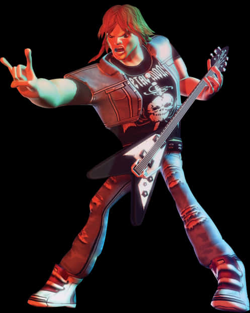 Rockstar Guitarist Performing PNG Image