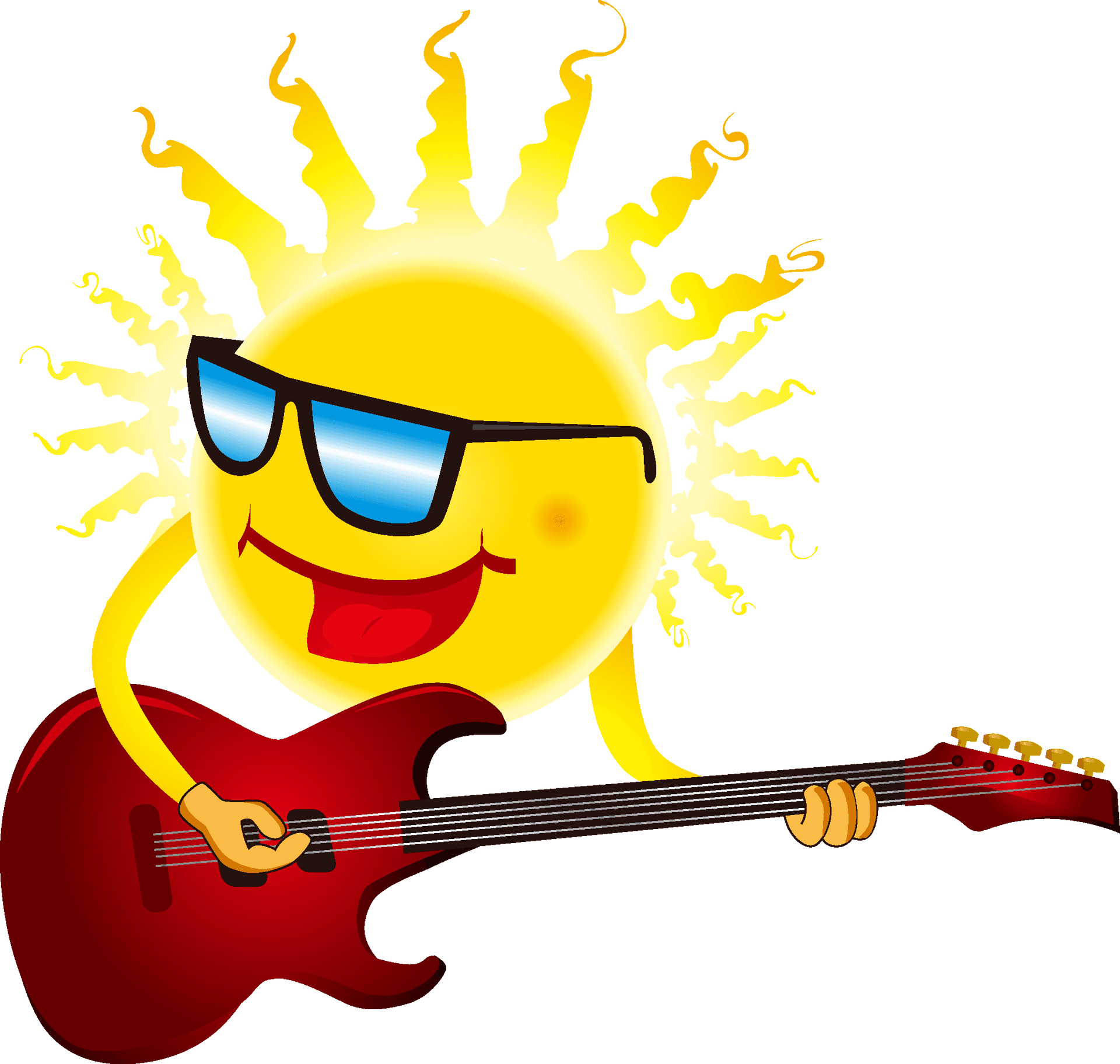 Rockstar Sun Playing Guitar PNG Image