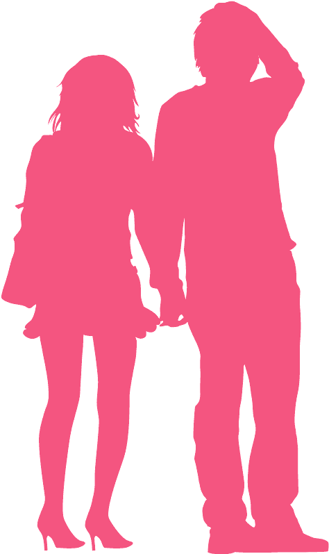 Romantic Couple Silhouette Standing Together PNG Image