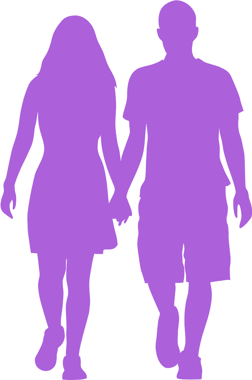 Romantic Couple Silhouette Walking Together PNG Image