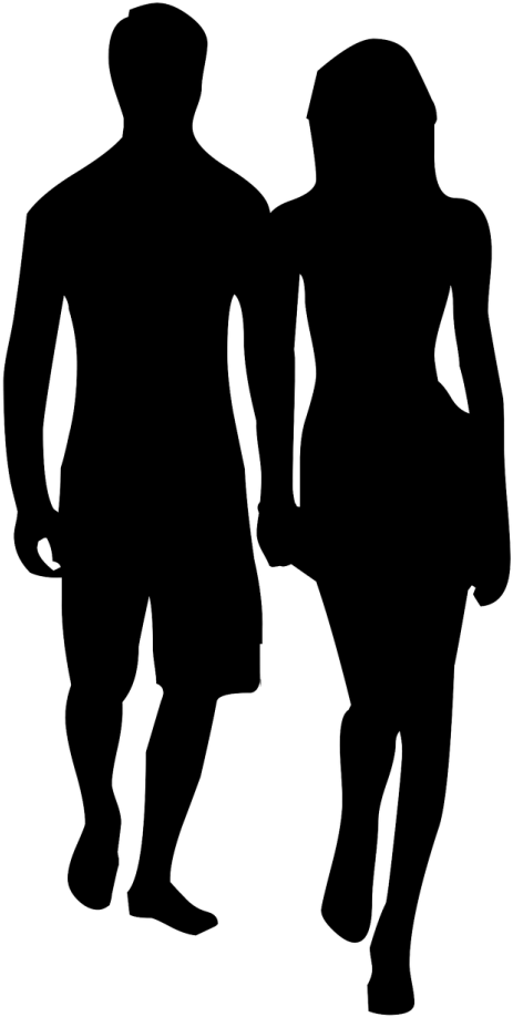 Romantic Couple Silhouette Walking Together.png PNG Image