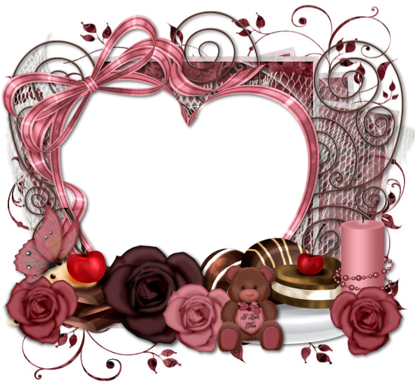 Romantic Heart Frame Design PNG Image