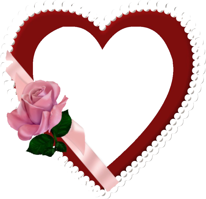 Romantic Heart Framewith Rose.png PNG Image