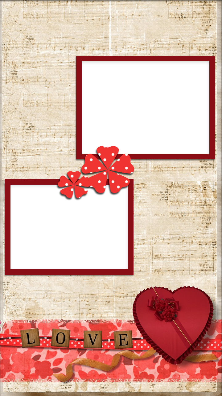 Romantic Heart Love Photo Frame PNG Image