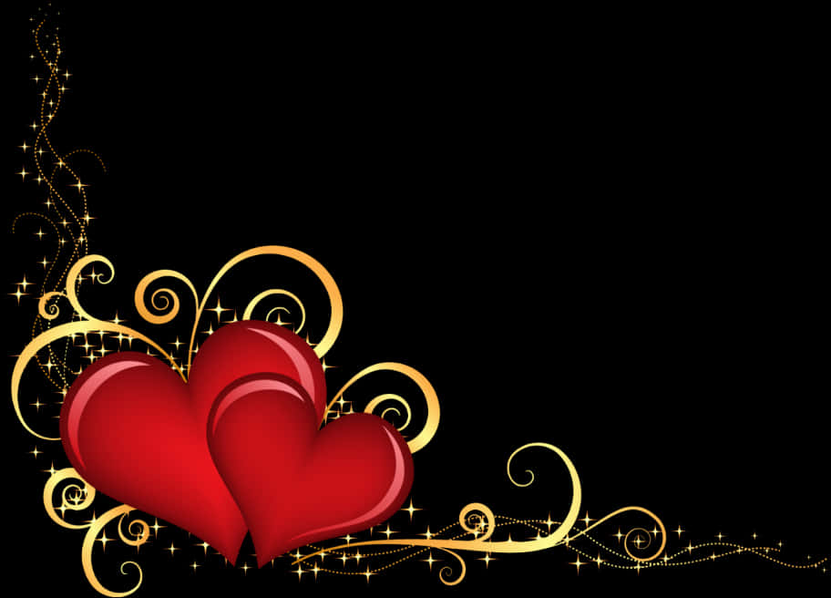 Romantic Heartsand Swirls Design PNG Image