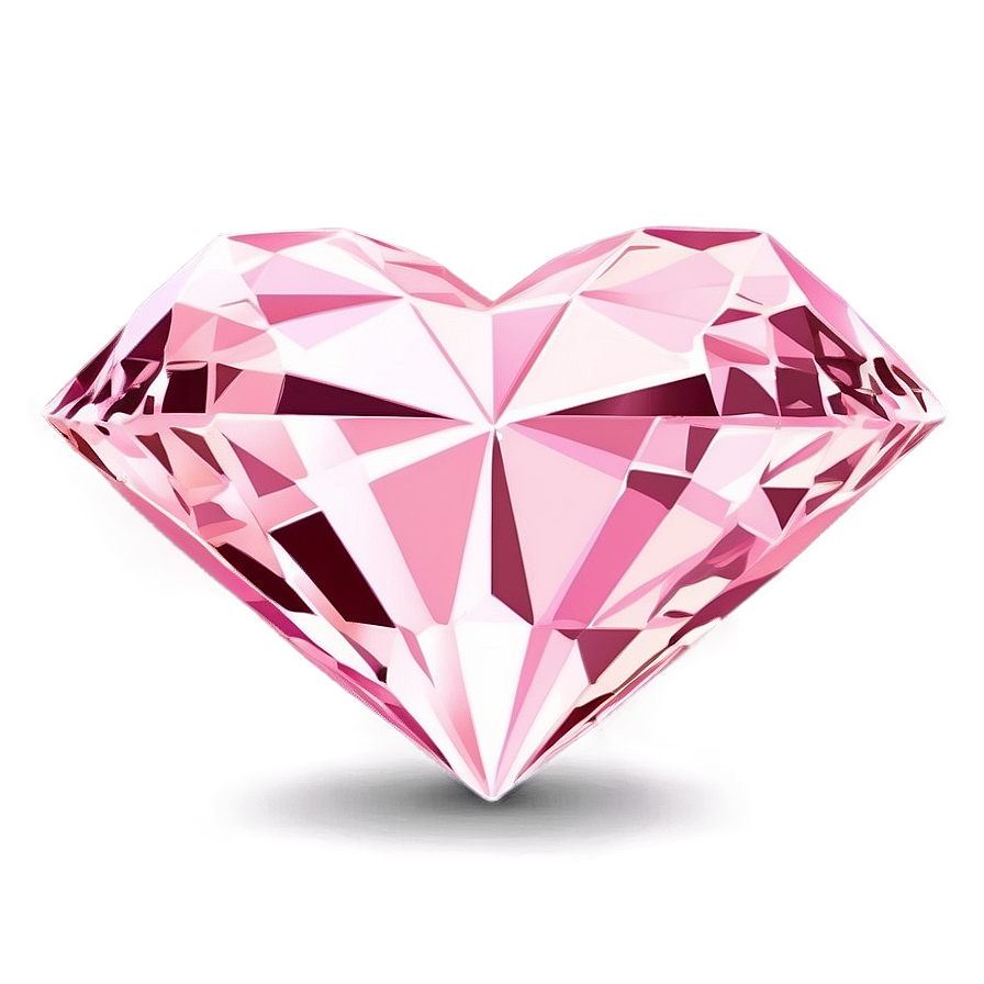 Romantic Pink Heart Diamond Design Png 53 PNG Image