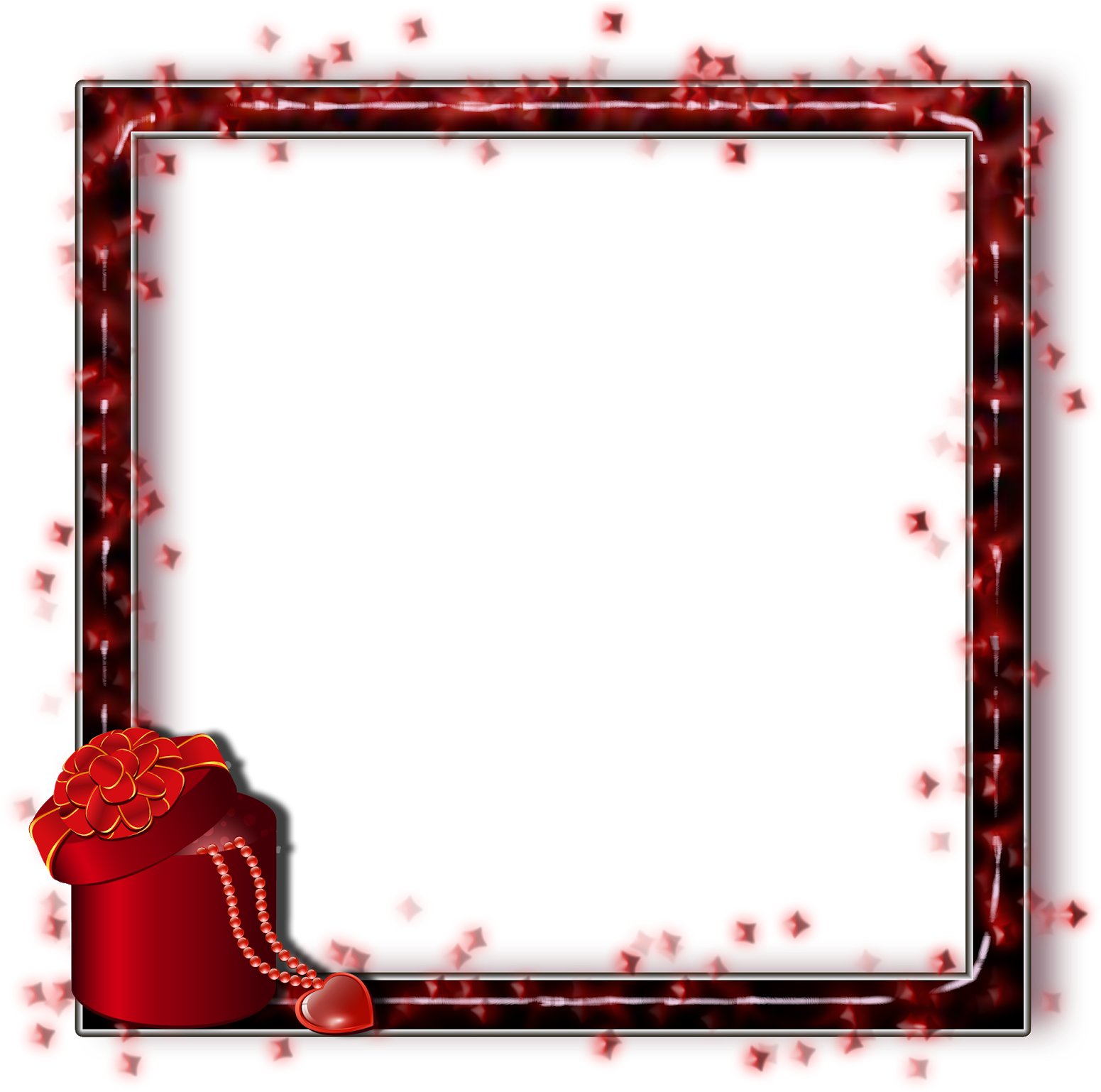 Romantic Red Floral Frame PNG Image