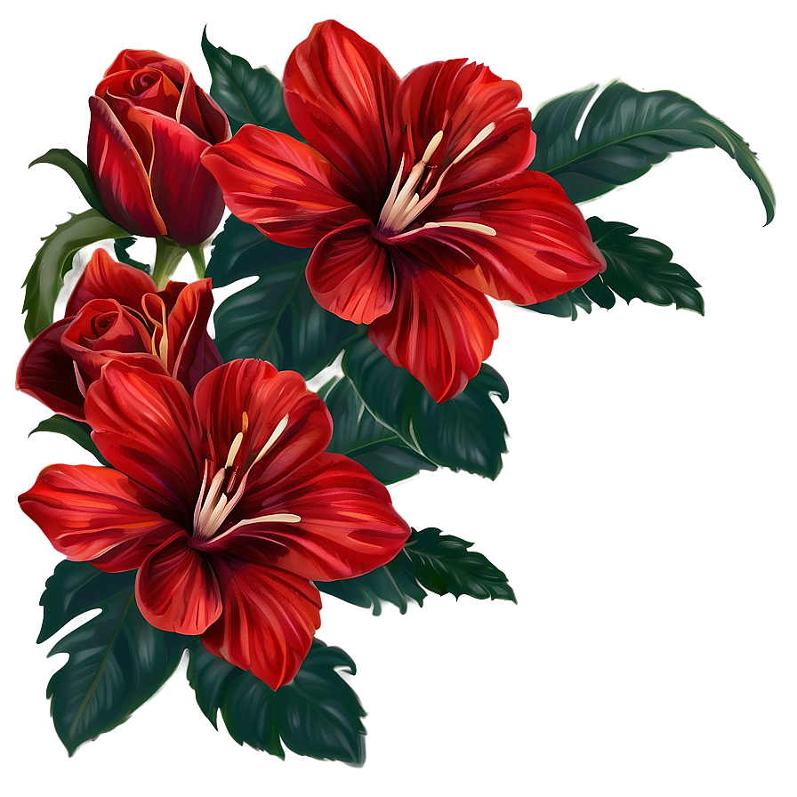 Romantic Red Flowers Png Fhd63 PNG Image