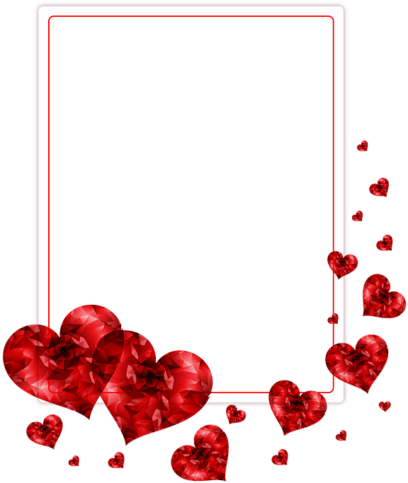 Romantic Red Hearts Photo Frame PNG Image