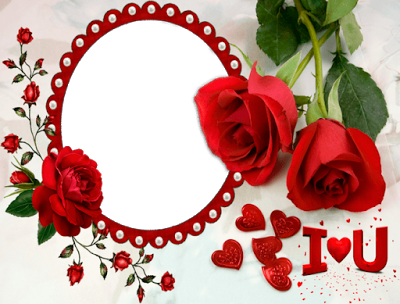 Romantic Red Rose Love Frame PNG Image