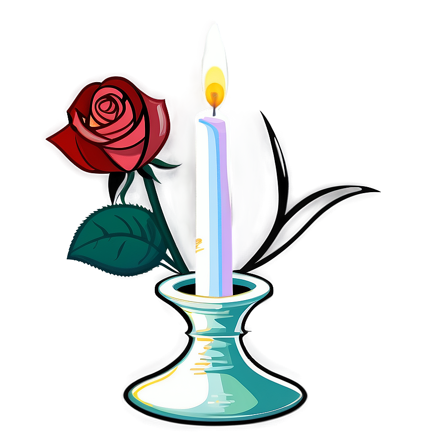 Romantic Rose Candle Png Dey PNG Image