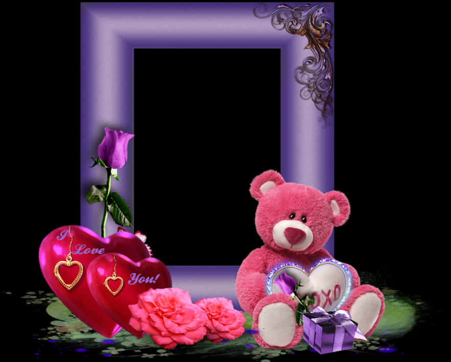 Romantic Valentine Photo Frame PNG Image