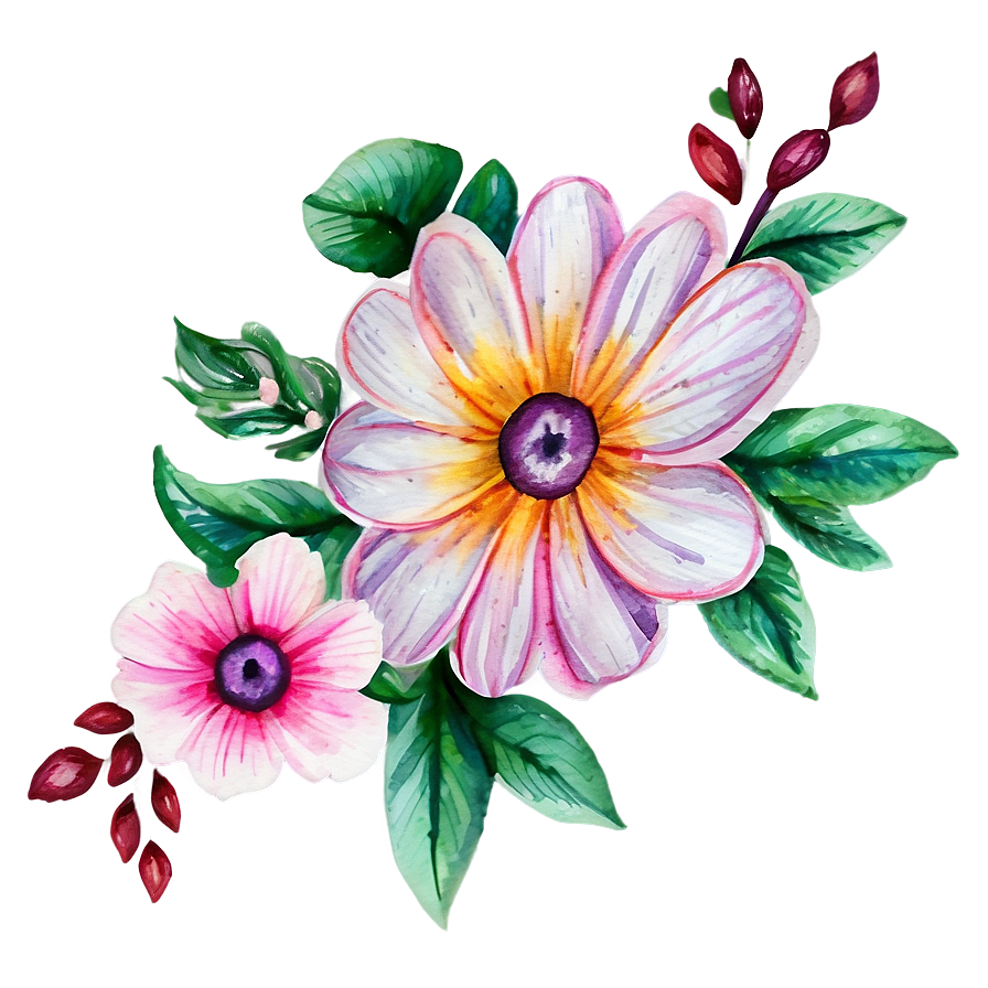 Romantic Watercolor Flowers Png Esp18 PNG Image