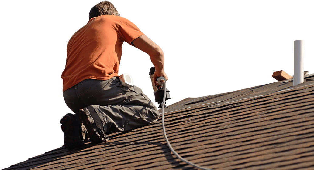 Roofer Installing Shingles PNG Image