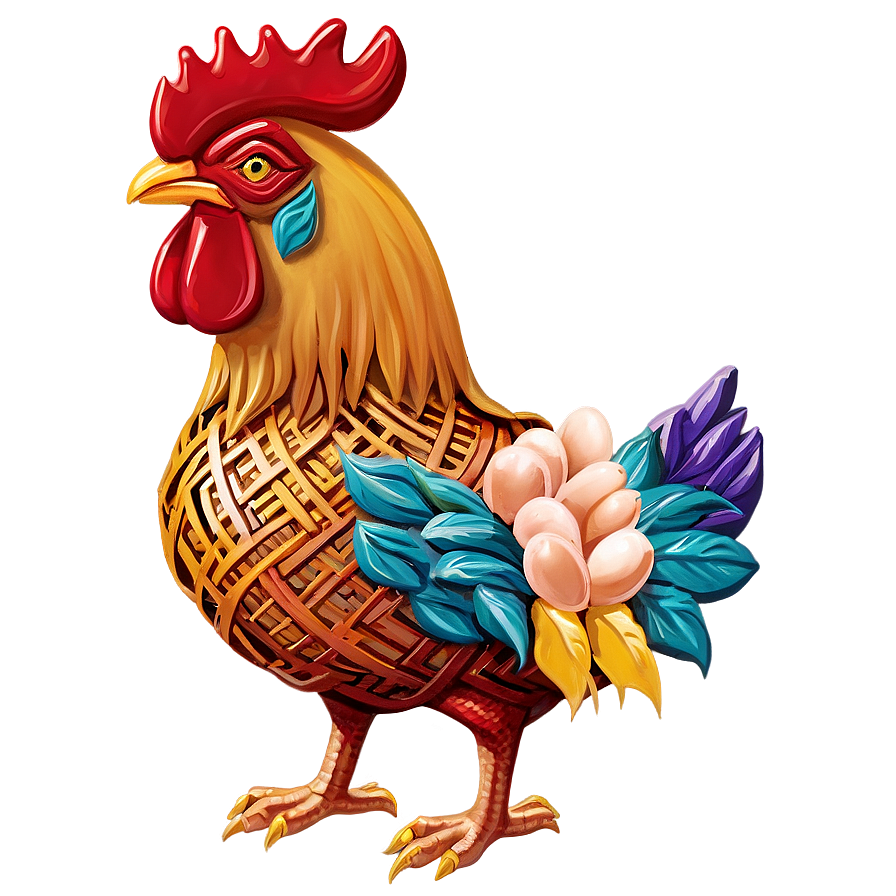 Rooster Egg Basket Png Hpt PNG Image