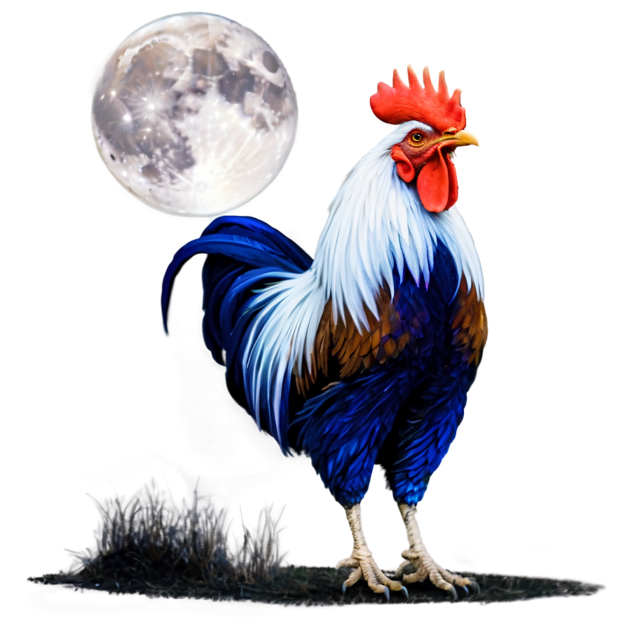 Rooster In The Moonlight Png 05242024 PNG Image