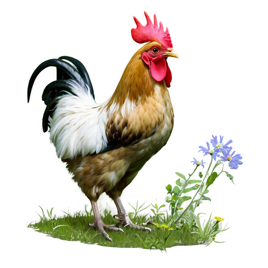 Rooster In Wildflowers Png Jcy PNG Image