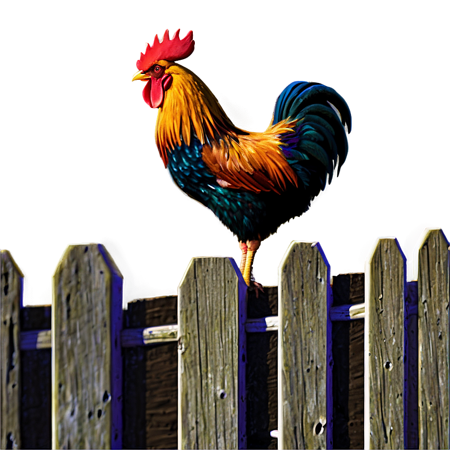 Rooster On Fence Post Png Qen PNG Image