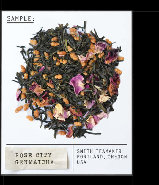 Rose City Genmaicha Tea Blend Sample PNG Image