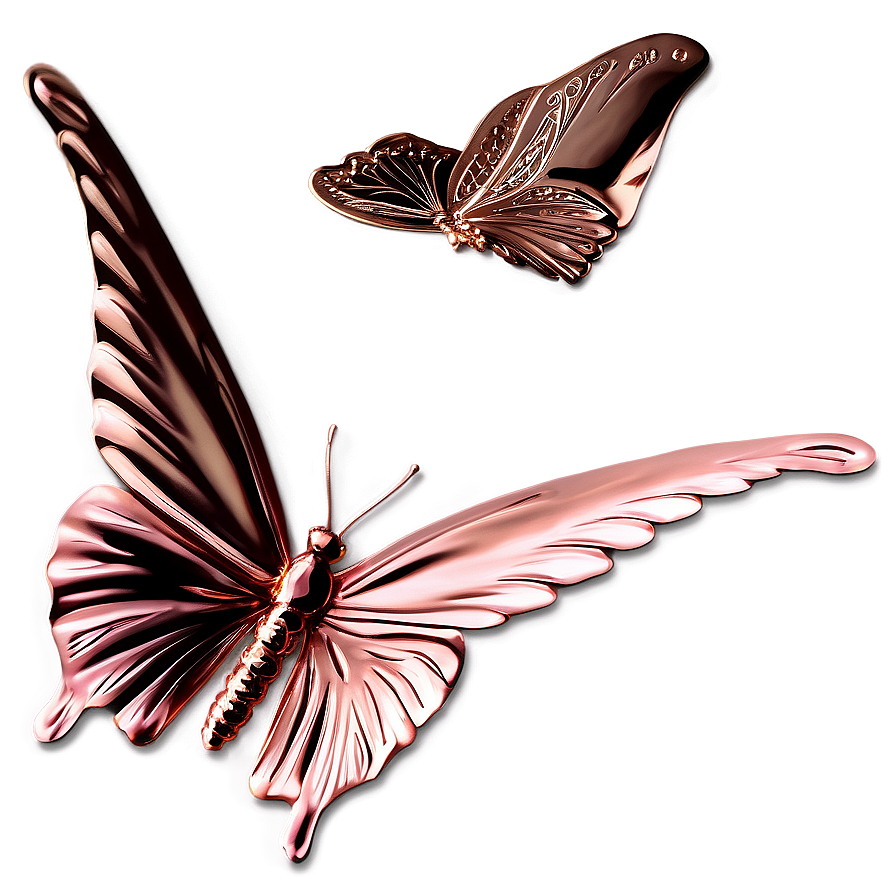 Rose Gold Butterfly Art Png Wpk PNG Image