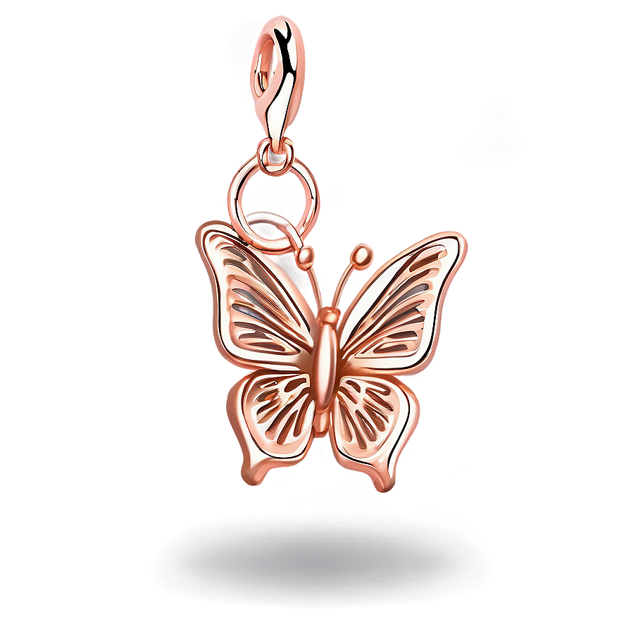 Rose Gold Butterfly Charm Png 06282024 PNG Image