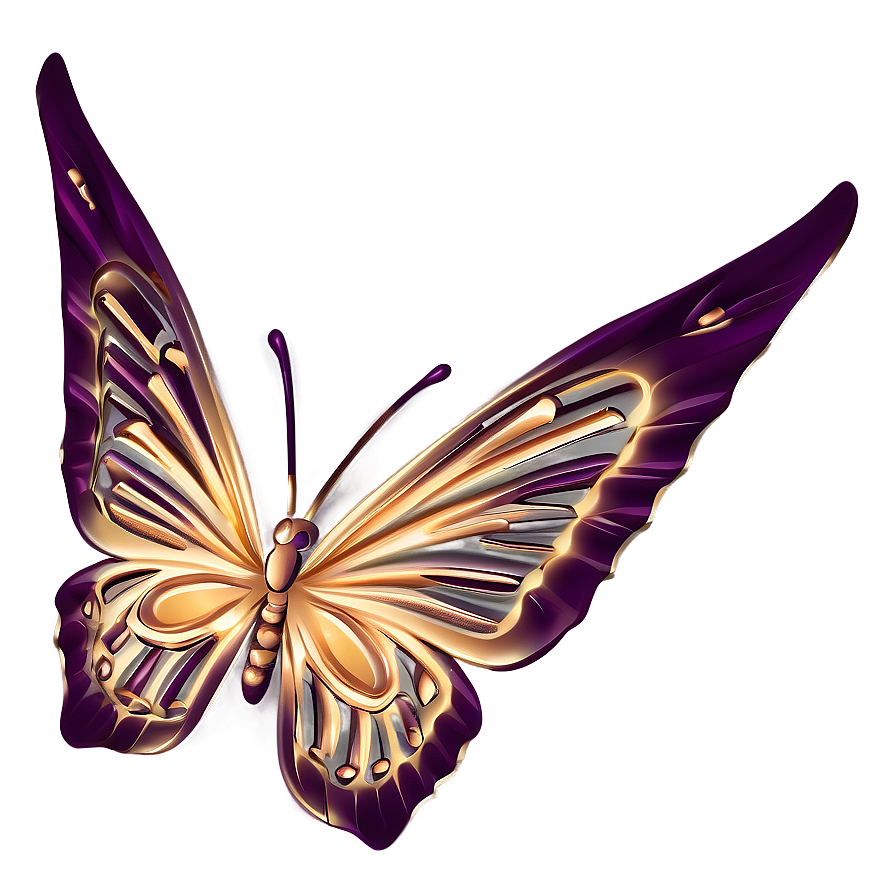 Rose Gold Butterfly Drawing Png 06282024 PNG Image