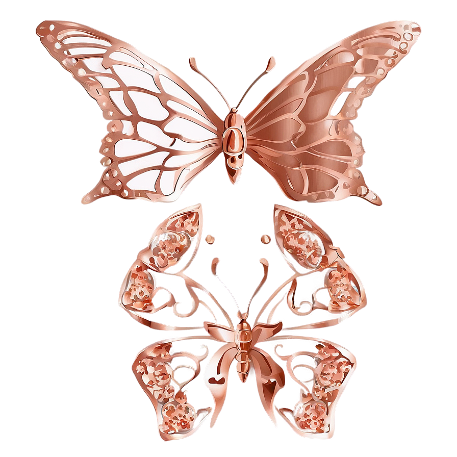 Rose Gold Butterfly Graphic Png Snb PNG Image