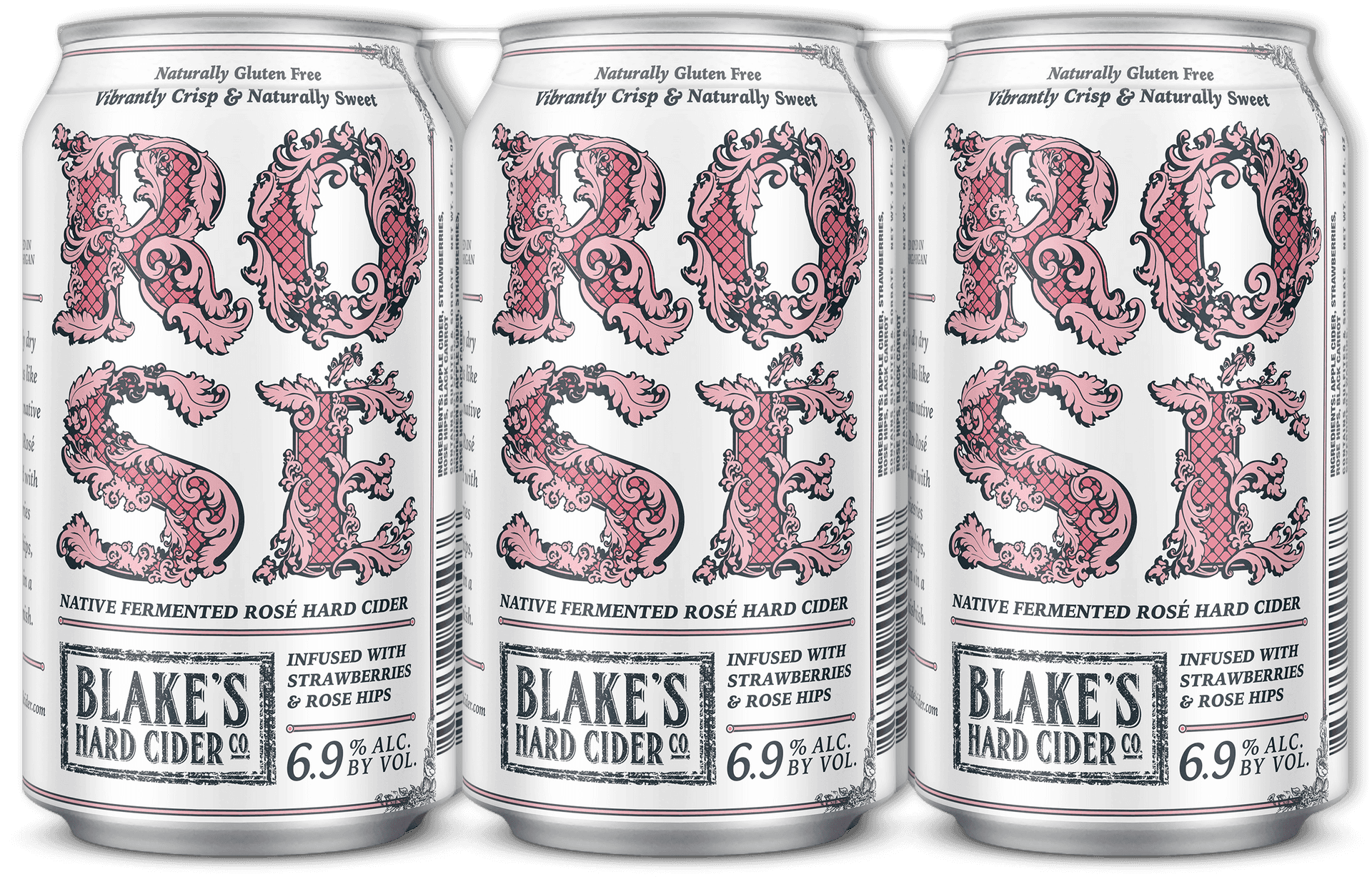 Rose Infused Hard Cider Cans Display PNG Image