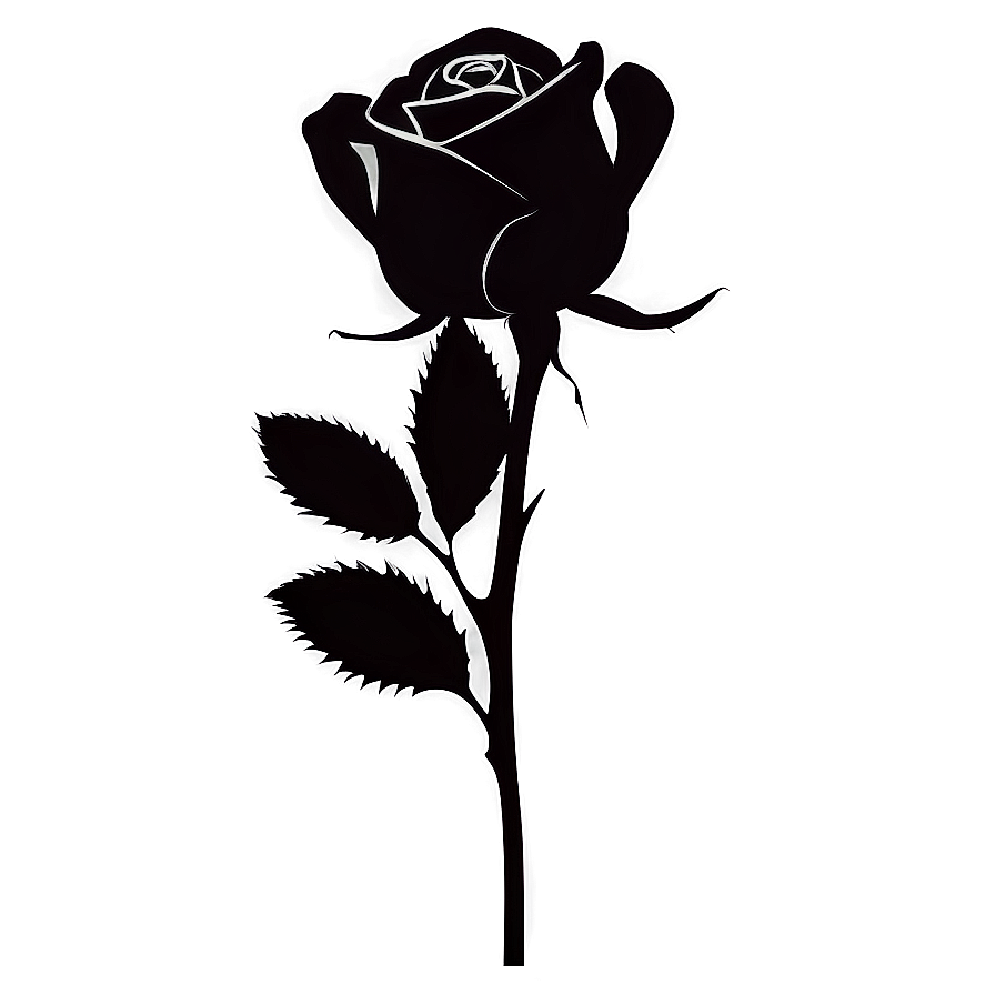 Rose Silhouette Black And White Png Fco PNG Image