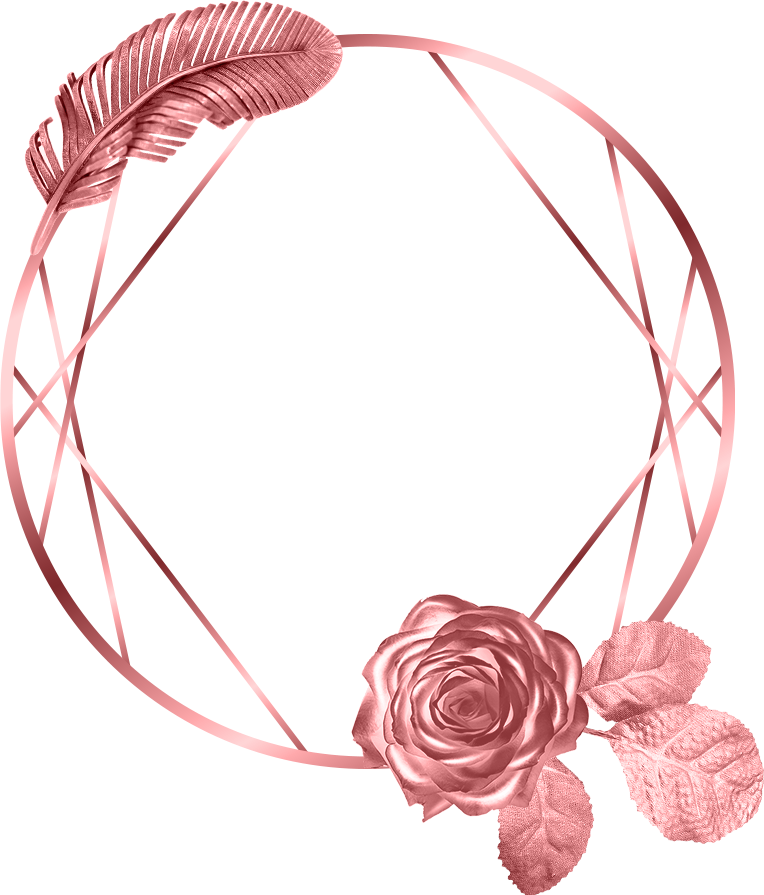 Roseand Feather Circular Frame PNG Image