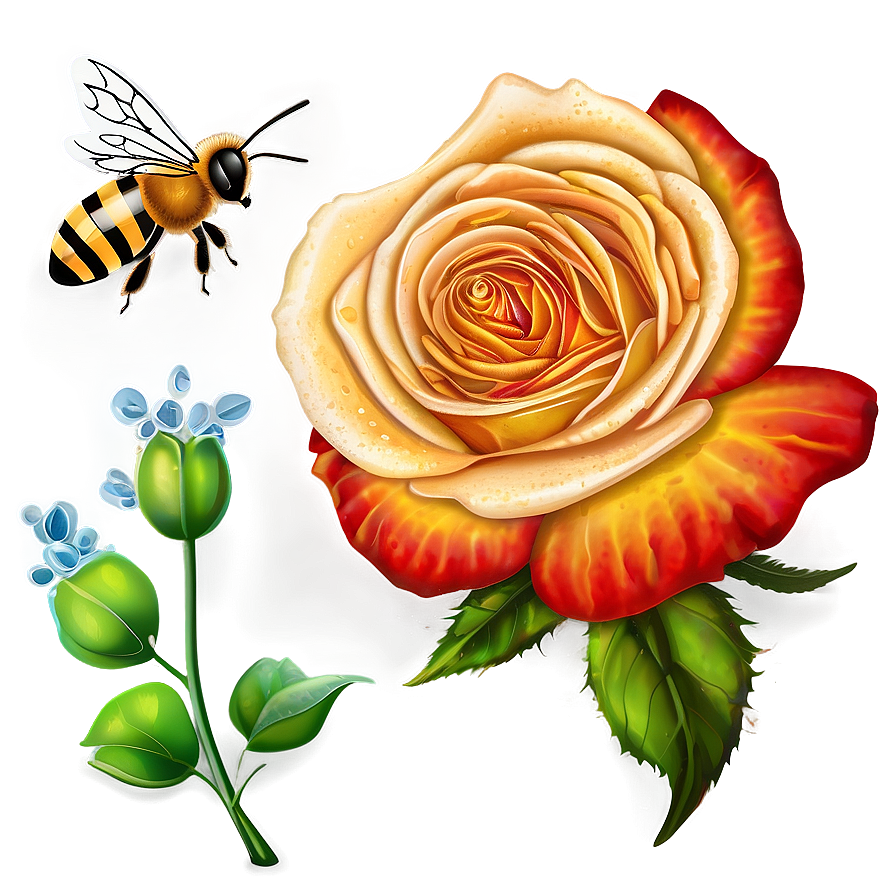 Roses And Honeybees Png 05042024 PNG Image