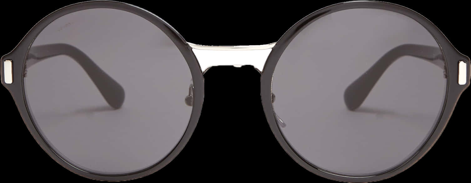 Round Black Glasses Isolated PNG Image