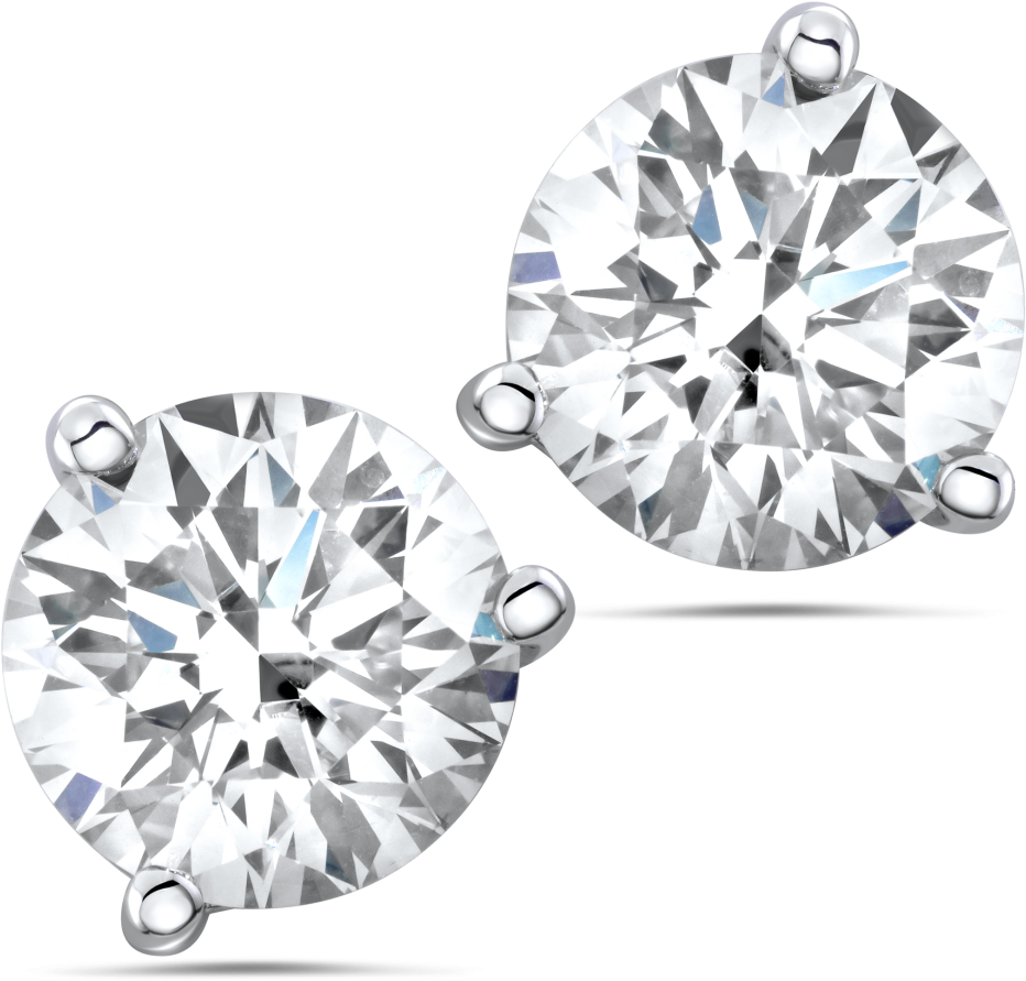 Round Cut Diamond Stud Earrings PNG Image