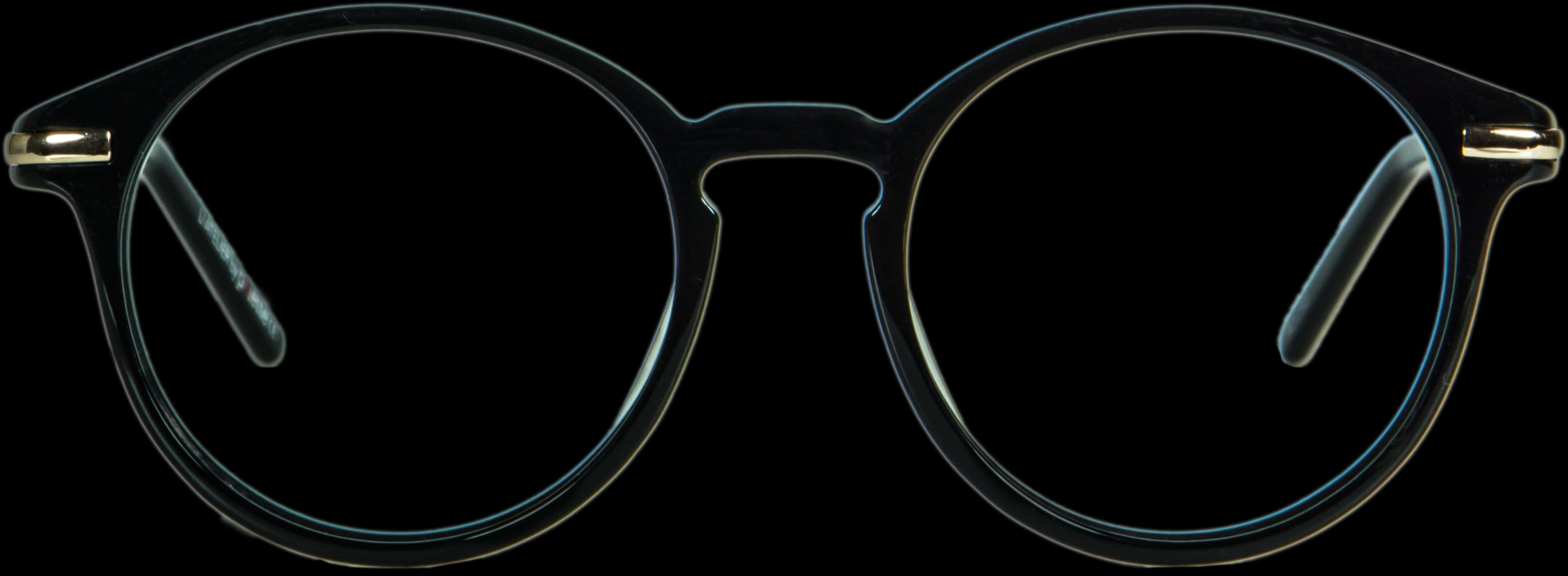 Round Frame Black Glasseson Black Background PNG Image