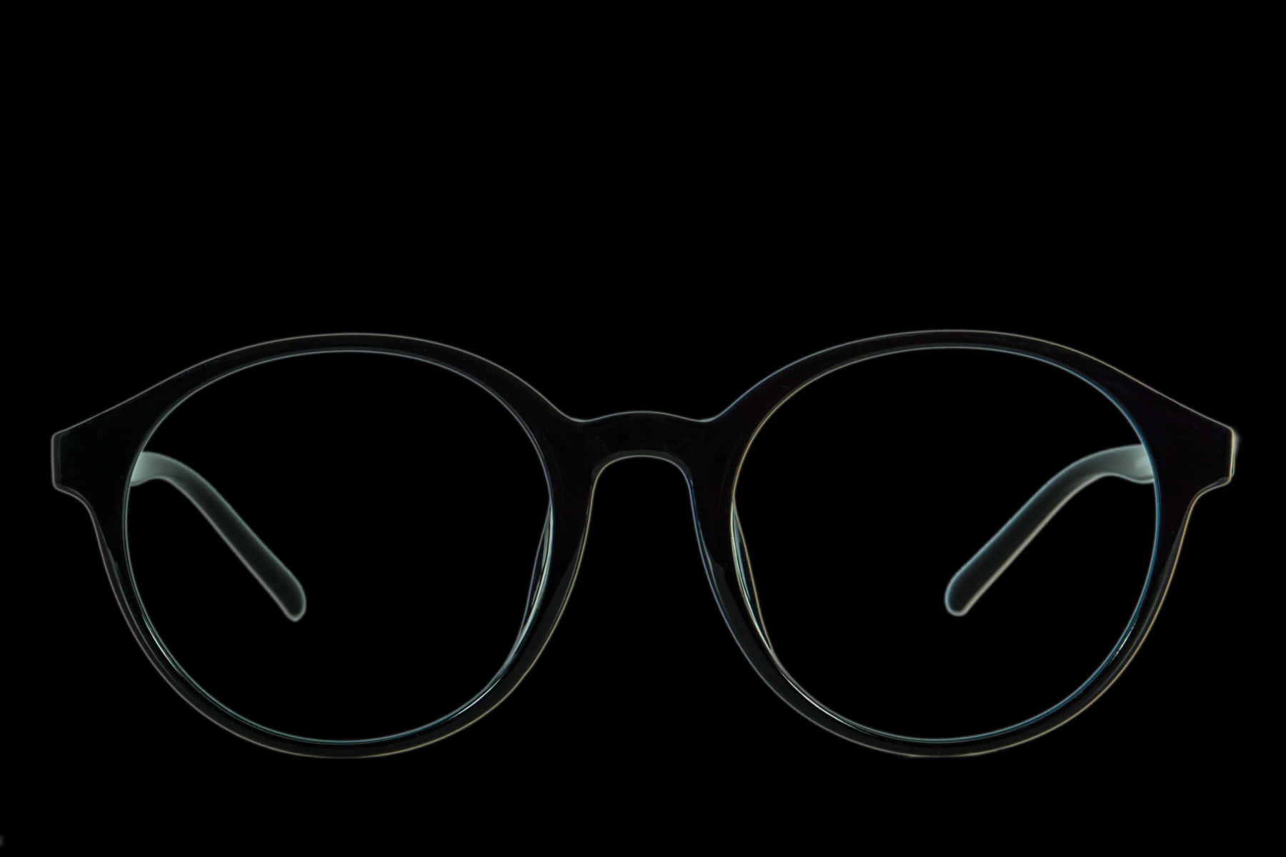 Round Glasses Black Background PNG Image