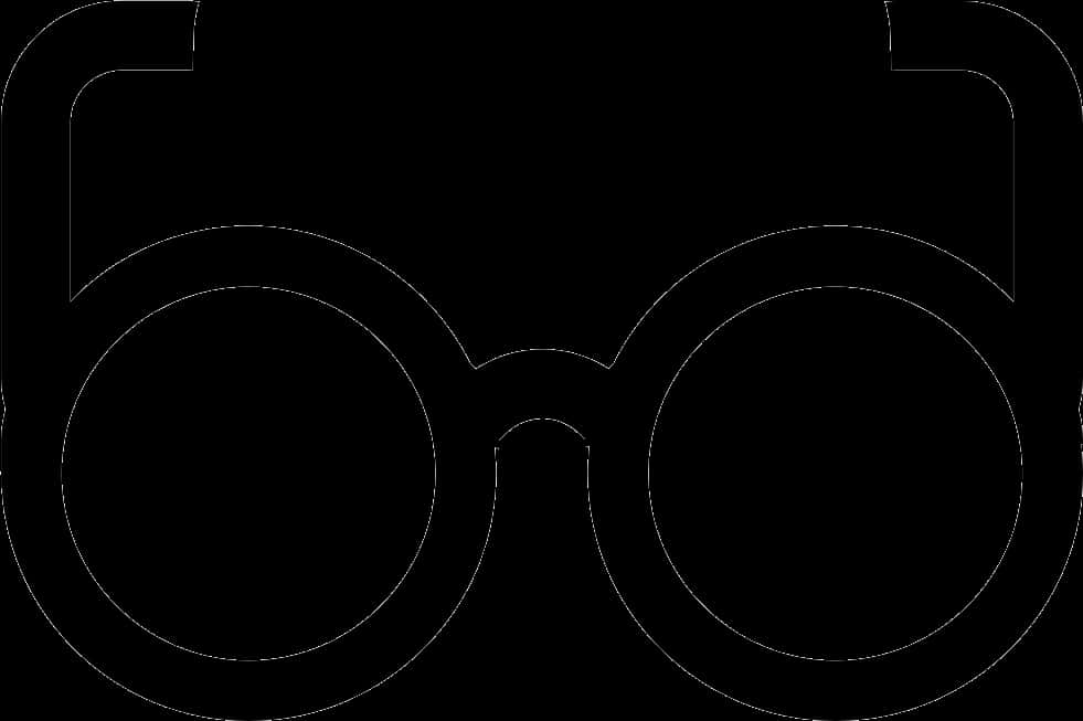 Round Glasses Silhouette Vector PNG Image