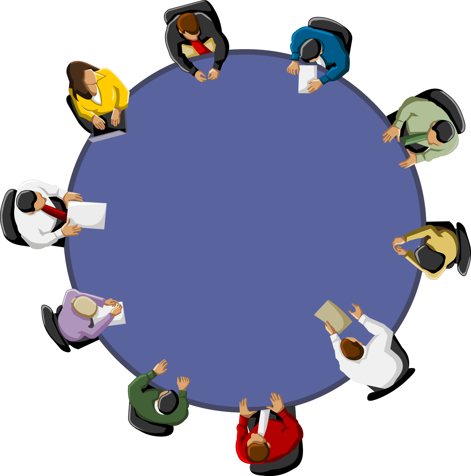 Round Table Team Meeting Top View.png PNG Image