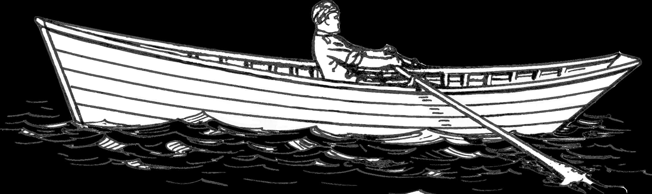 Rowboat Silhouetteat Night PNG Image