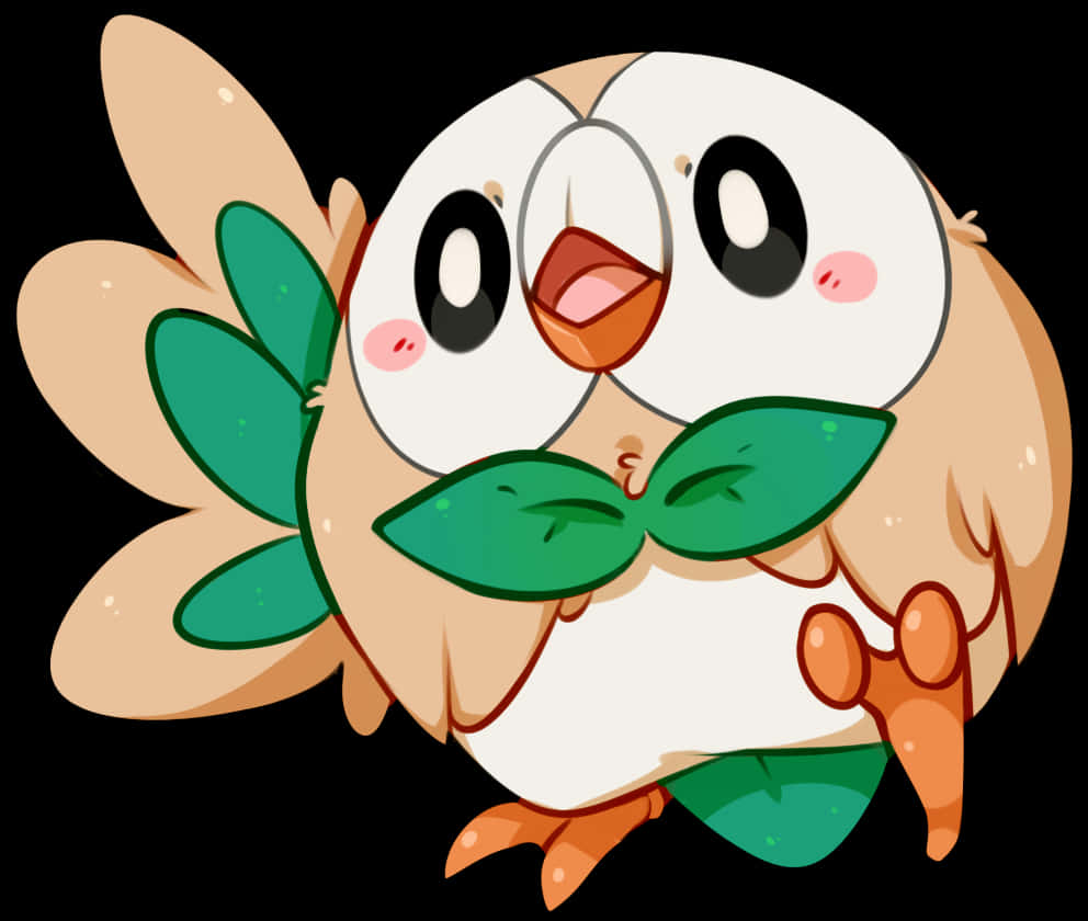 Rowlet Cartoon Illustration PNG Image