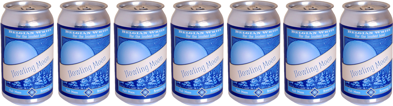 Rowof Howling Moon Beer Cans PNG Image