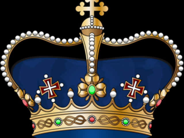 Royal Blue Golden Crown PNG Image