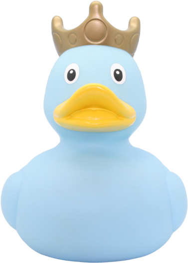 Royal Blue Rubber Duck Wearing Crown PNG Image