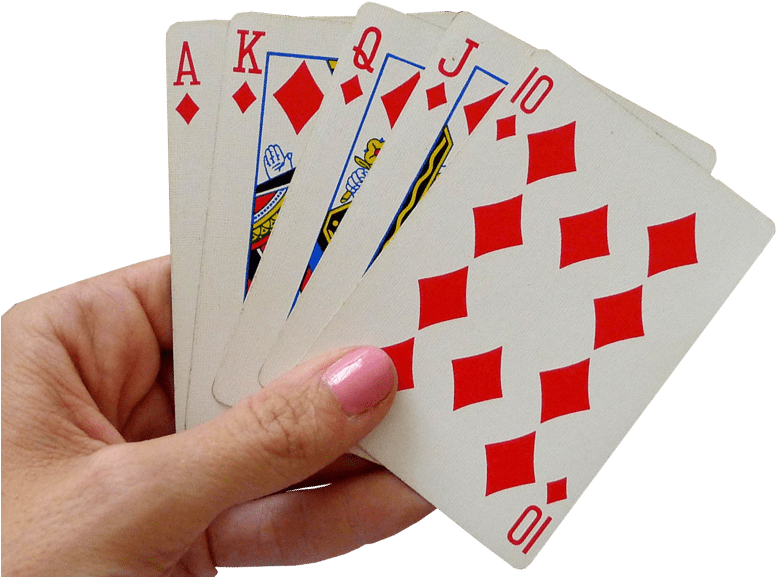 Royal Flush Diamonds Hand Poker PNG Image