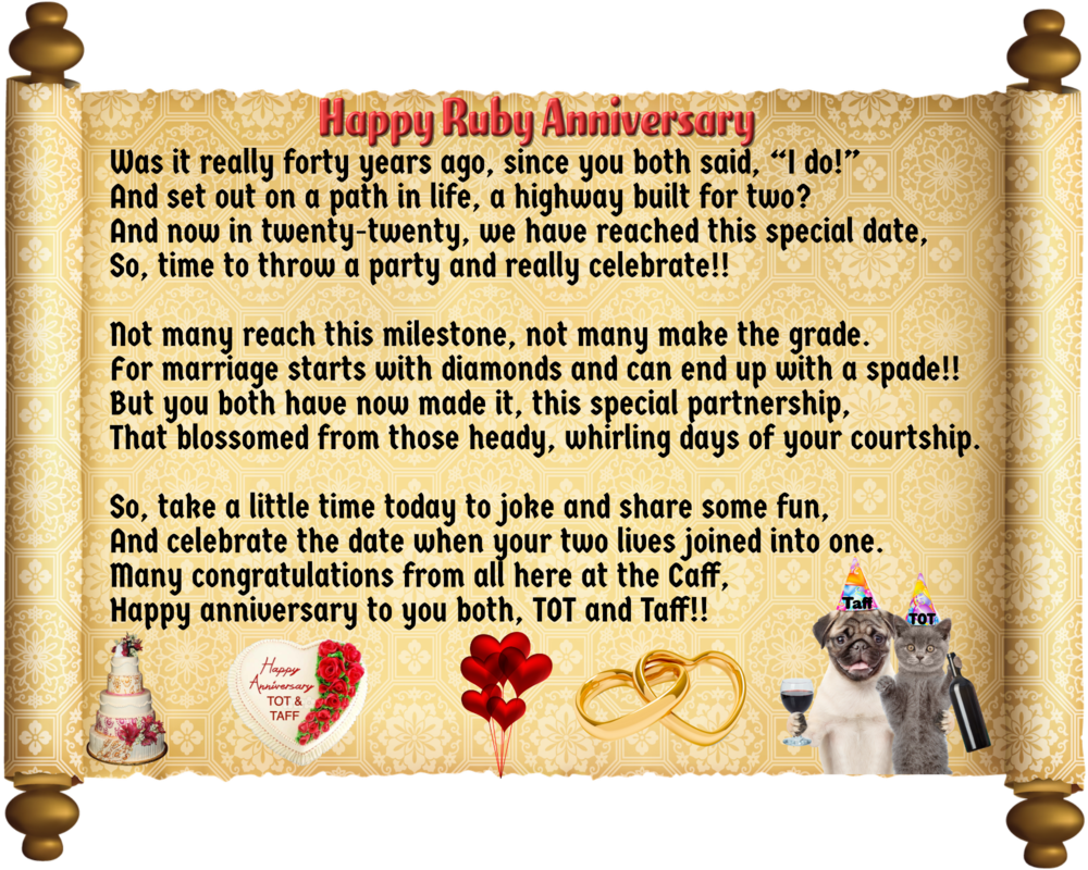 Ruby Anniversary Celebration Poemand Pets PNG Image