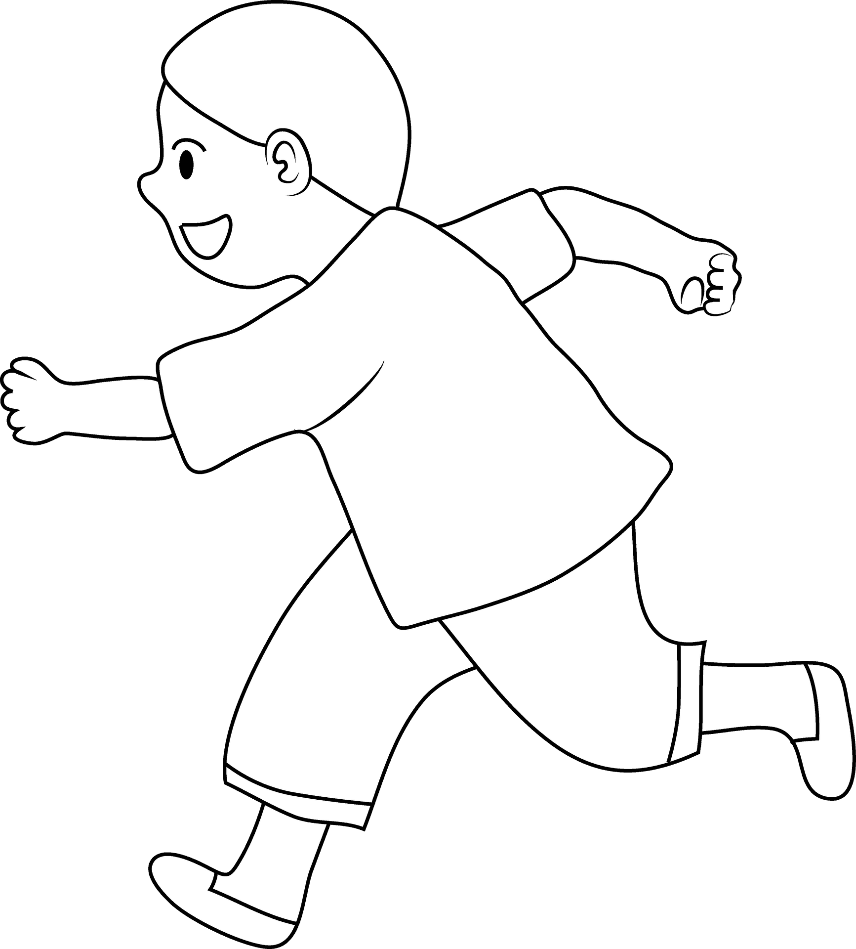 Running Child Cartoon Outline PNG Image